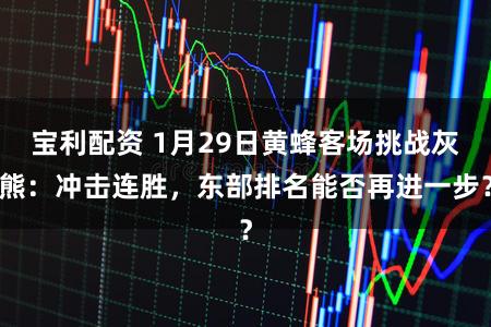 宝利配资 1月29日黄蜂客场挑战灰熊：冲击连胜，东部排名能否再进一步？