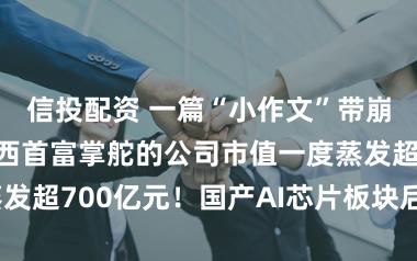 信投配资 一篇“小作文”带崩“寒王”!江西首富掌舵的公司市值一度蒸发超700亿元!国产AI芯片板块后续怎么走?
