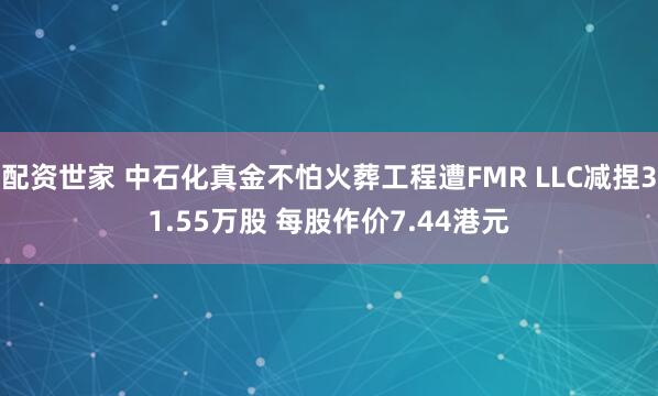配资世家 中石化真金不怕火葬工程遭FMR LLC减捏31.55万股 每股作价7.44港元