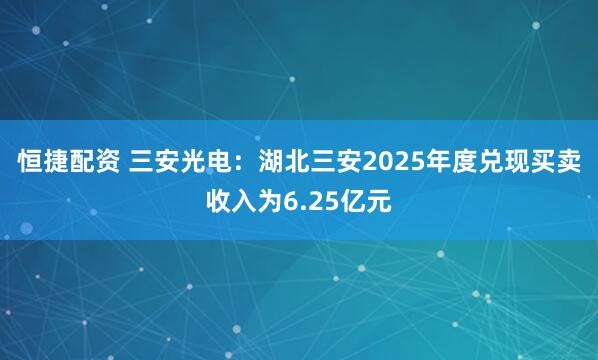 恒捷配资 三安光电：湖北三安2025年度兑现买卖收入为6.25亿元